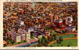 New Jersey Trenton Aerial View Showing State Capitol and Business Section Cur...