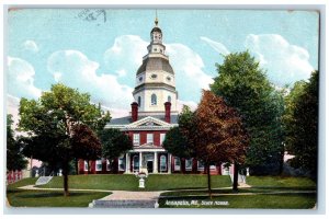 1913 State House Building Facade Monument Tower Annapolis Maryland MD Postcard