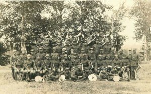 Brass Instruments C-1918 Military Band RPPC Photo Postcard 21-3534