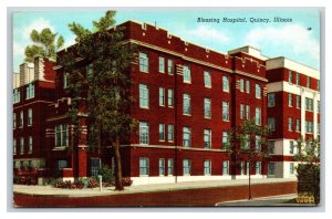 Blessing Hospital Building Quincy Illinois IL Linen Postcard Y6