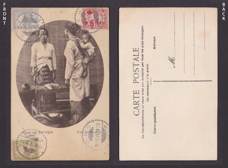 Postcard, DUTCH INDIES, Jakarta Batavia, A native kitchen