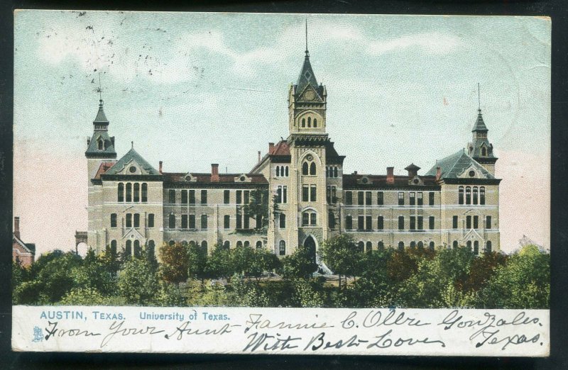 University of Texas tx main building 1907 postcard