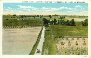 Vintage Postcard Bloody Lane & Civil War Battlefield, Antietam MD Washington Co.