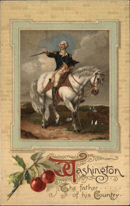 George Washington Patriotic General Horse Sword Embossed Winsch c1910s Postcard