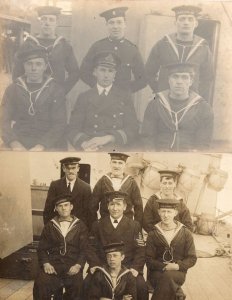 HMS Achilles 2x Antique War Sailor WW1 Crew Ship Postcard s