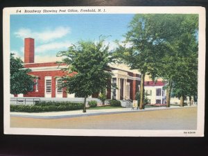 Vintage Postcard 1938 Broadway Post Office Freehold New Jersey