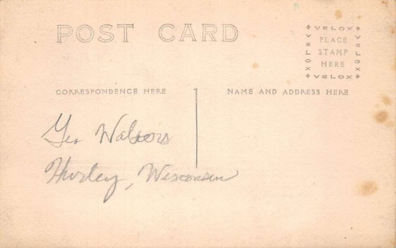 Hurley Wisconsin Watsons Bar Interior View Budweiser Sign Real Photo PC AA107267