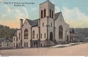 PITCAIRN, Pennsylvania, PU-1913; First M.E. Church And Parsonage