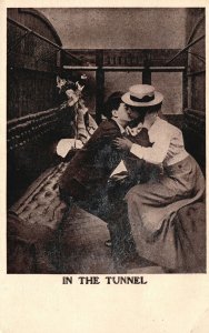 Lovers Couple Kissing In The Tunnel Romance Dating Sweet Love, Vintage Postcard