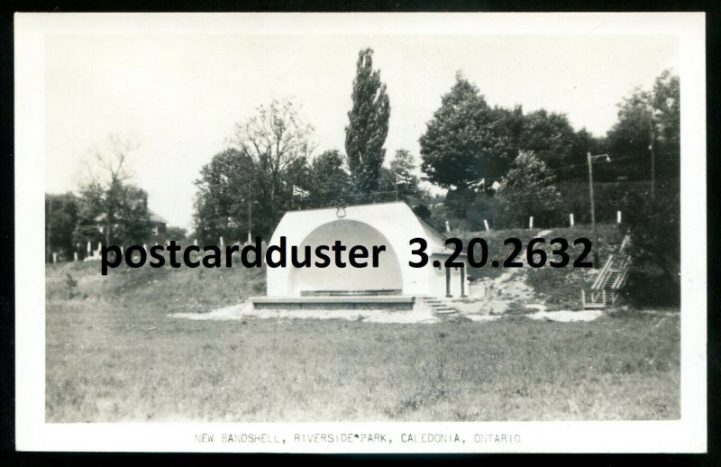 h3169- CALEDONIA Ontario 1940s Riverside Park New Bandshell. Real Photo Postcard