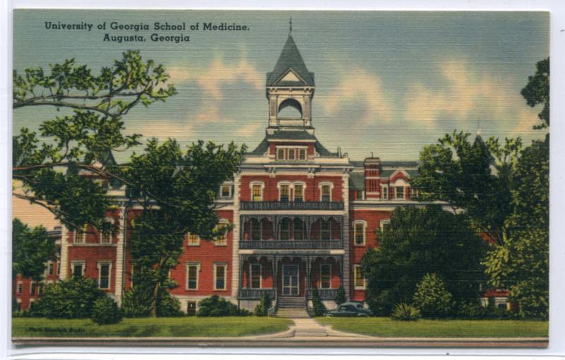 Medical School Medicine University Georgia Augusta GA linen postcard