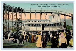 c1910's Portion Of Council Crest Scenic Railway And Boat Portland OR Postcard