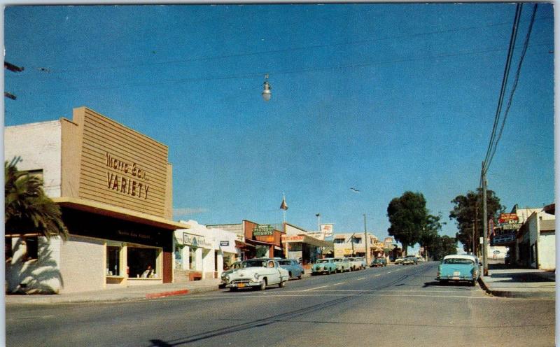 MORRO BAY, CA  California  STREET SCENE Variety Store   c1950s Cars  Postcard