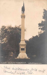 Waukegan Illinois Lake County Monument Real Photo Vintage Postcard JG236671