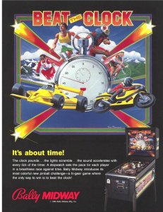 Beat The Clock Pinball Flyer Vintage Original 1985 Promo Artwork 8.5 x 11