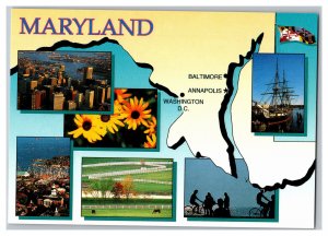 Postcard MD Greetings From Maryland Continental Multi View Card 