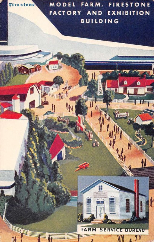 World of Tomorrow Firestone Factory and Exhibit Farming Postcard AA55956