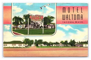 Motel Waltoma Tacoma Washington c1954 Postcard