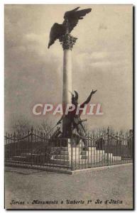 Old Postcard Torino Monumento A 1 Re Umberto D & # 39Italia Eagle