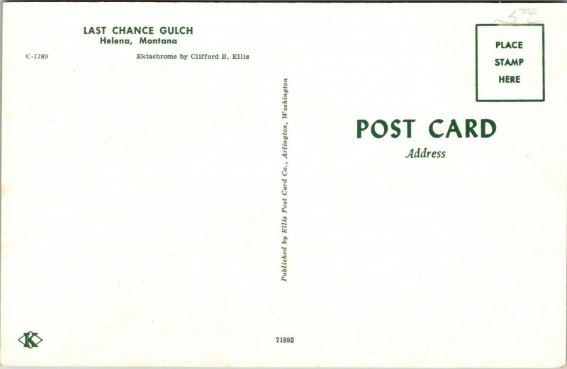 Last Chance Gulch Helena Montana Postcard B1 Harvey Hotel Matte Club Taxi Cars