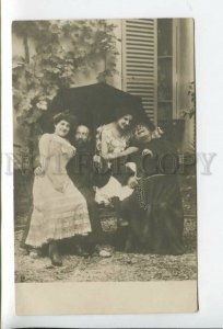 431928 Glamor Drunken monks in a brothel Vintage photo postcard
