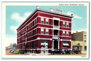 c1940 Antlers Hotel Exterior Building Wellington Kansas Vintage Antique Postcard