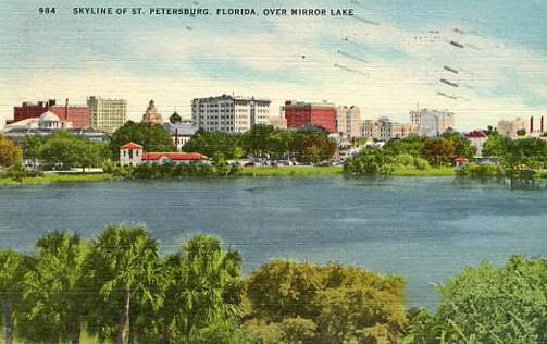 FL - St. Petersburg. Skyline and Mirror Lake