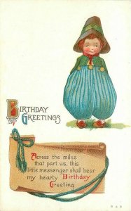 Artist impression C-1910 Dutch Boy Birthday Greeting Postcard 21-6187