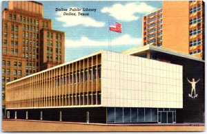 VINTAGE POSTCARD PUBLIC LIBRARY AT DALLAS TEXAS c. 1940