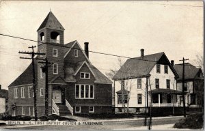 Berlin New Hampshire First Baptist Church & Parsonage Postcard 1910 KJ4