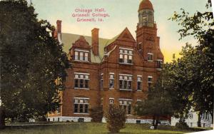 Grinnell Iowa~Grinnell College~Chicago Hall~Tall Tower~1915 Postcard