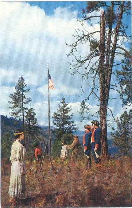 Lewis-Clark Expedition in 1805 Planted and American Flag in