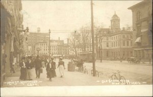 Hartford Connecticut CT Main St. Scene Trolley c1905 Real Photo Postcard