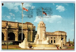 1962 Union Station Building Flag Pole Buses Statue Washington DC Posted Postcard