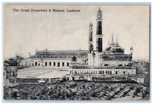 c1910's View Of The Great Emambara & Mosque Lucknow India Antique Postcard