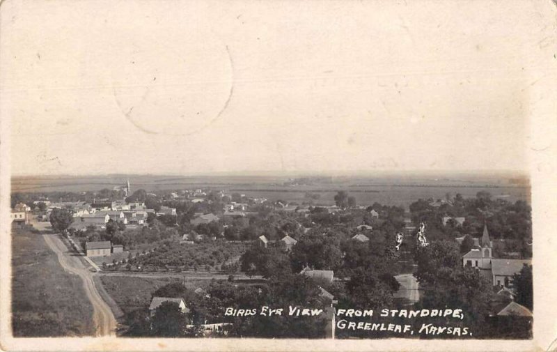 Greenleaf Kansas Birds Eye View from Standpipe Real Photo Postcard AA44052