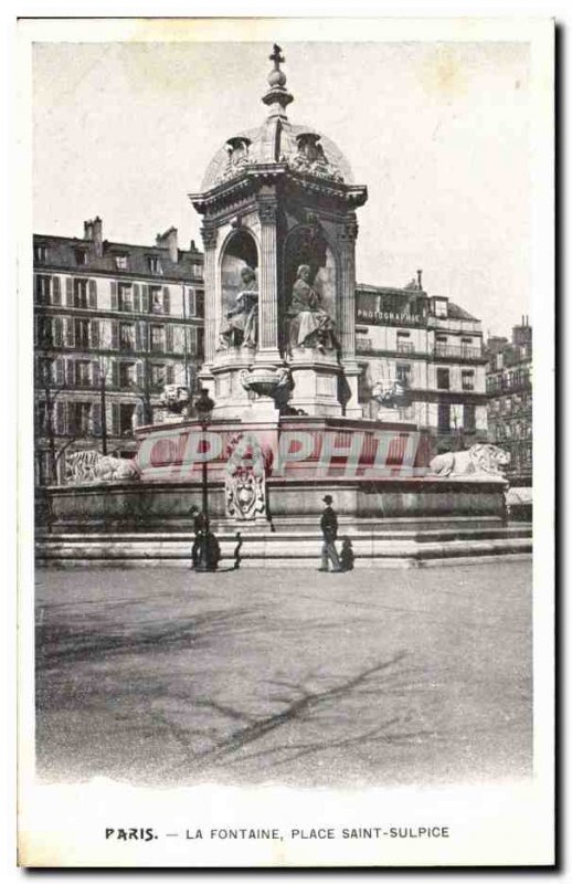 Old Postcard Paris Fountain Place Saint Sulpice
