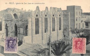 Spain Reus San Juan Church in Construction vintage postcard