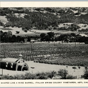 c1940s Asti, CA Wine Barrel Church Italian Swiss Colony Vineyard Grape Farm A190