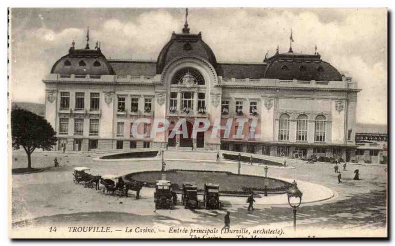 Trouville - Casino - Main Entrance - automotive - Old Postcard