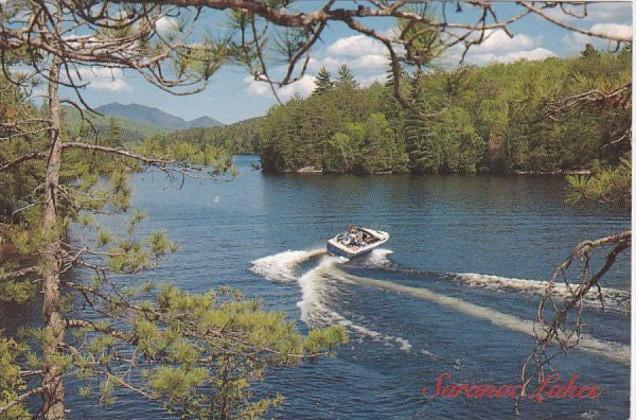 New York Adirondack Mountains Boating On Saranac Lake 1999