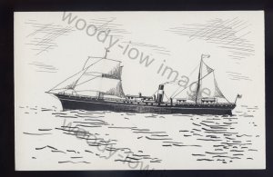 pen192 - Original Pen & Ink Postcard - US Merchant Ship - City of Mexico , 1869