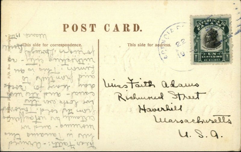 Panama Canal Map Topography Lightly Embossed c1910 Postcard