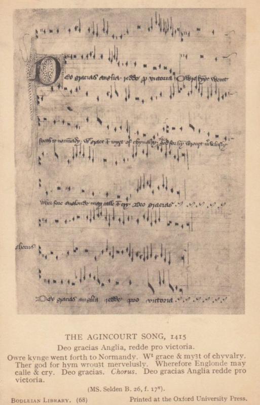 The Agincourt Song Sheet Music 15th Century British Museum Antique Postcard