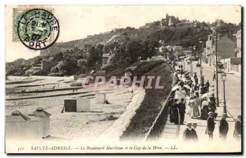 Old Postcard Sainte Adresse The Maritime Boulevard and Cape of Heve