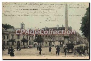 Old Postcard Chalon Sur Saone Place De I'Obelisque