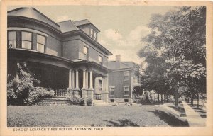 J44/ Lebanon Ohio Postcard c1910 Residences Street Homes 121