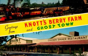 Greetings From Knott's Berry Farm and Ghost Town California 1963 Split View