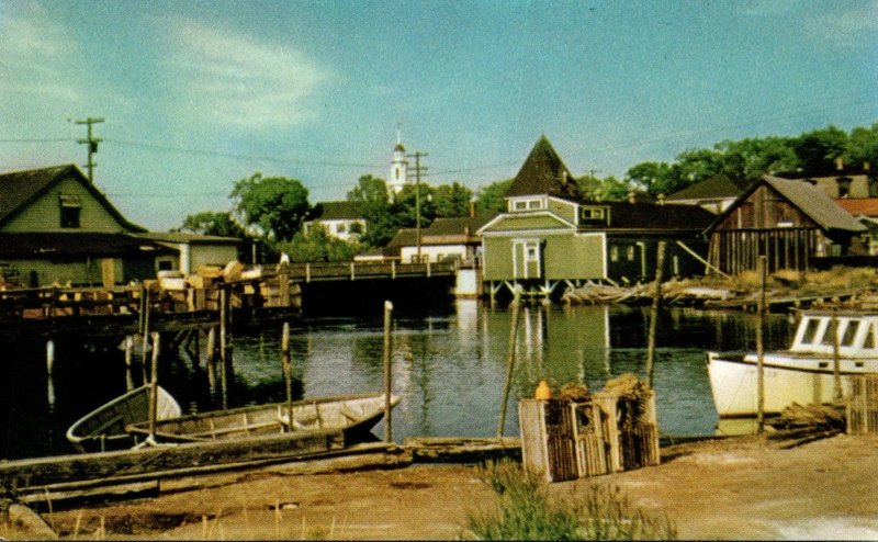 Maine Kennebunkport Harbor View With Congregational Church In Background