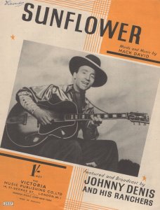 Sunflower Johnny Denis & His Ranchers 1940s Rare Sheet Music